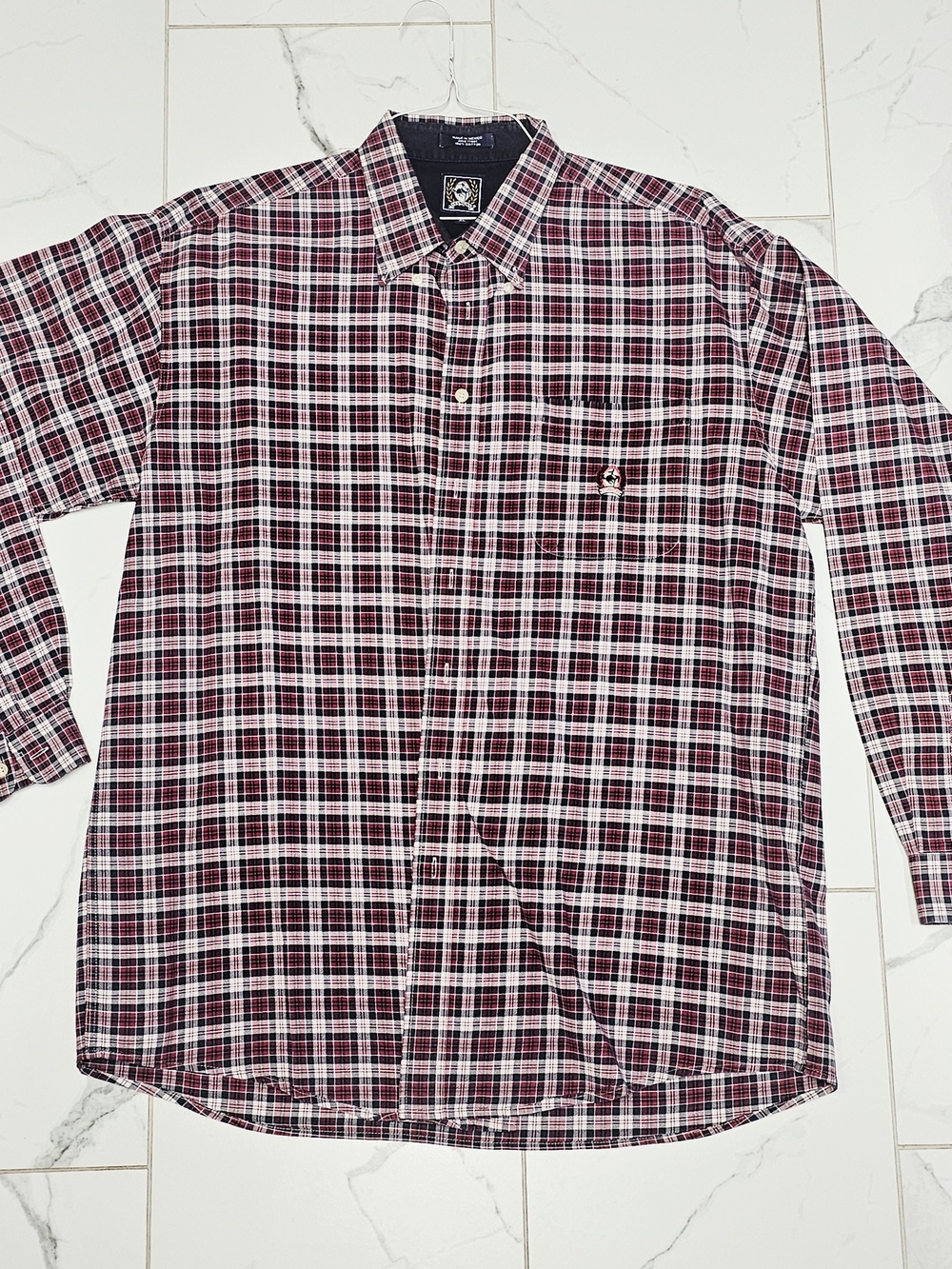 Arrow Men's Red, Black and White Plaid Button-Down Shirt